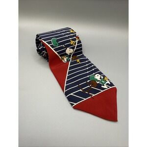Vintage Peanuts 100% Silk Tie Snoopy Beagle Football Cartoon Design USA
